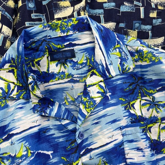 Lot x5 Bulk VTG Hawaii Floral Button Shirt Men L/XL Boats Palms Tree Party Read - Picture 5 of 15